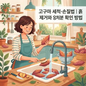 ai thumbnail illustration 고구마 세척·손질법｜흙 제거와 상처 난 부분 확인 방법 1790740319