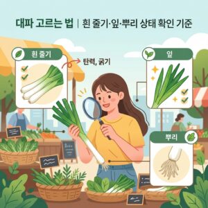 ai thumbnail illustration 대파 고르는 법｜흰 줄기·잎·뿌리 상태 확인 기준 1790740642